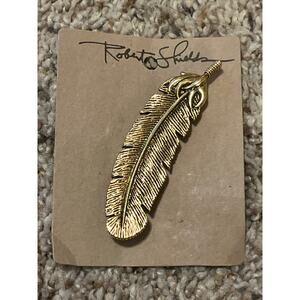 Robert Shields Brooch Prayer Feather Goldtone Southwestern Native American RARE